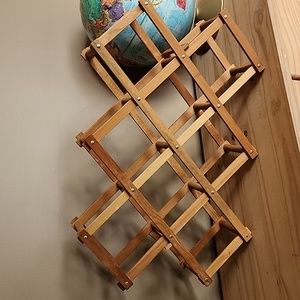Vintage 8 slot foldable wooden wine rack